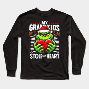 My Grandkids Stole My Heart Funny Christmas Vintage Long Sleeve T-Shirt